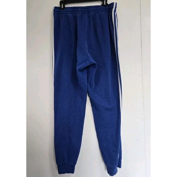 Adidas Pants Mens L Tall Blue French Terry Tapered Cuff Stripes HL2270 Athletic - Picture 6 of 10